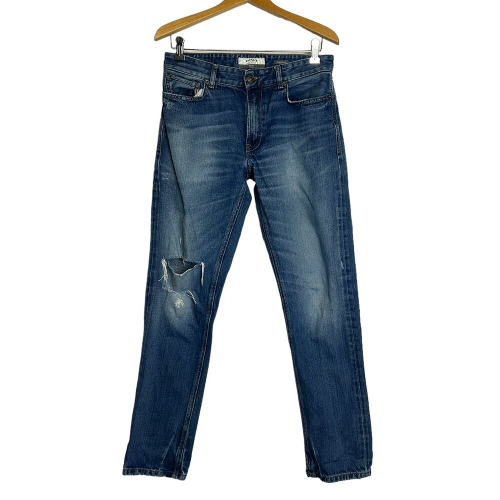 Fatface U.K. Men's Medium Wash Distressed Slim Fit Jeans - Size 32
